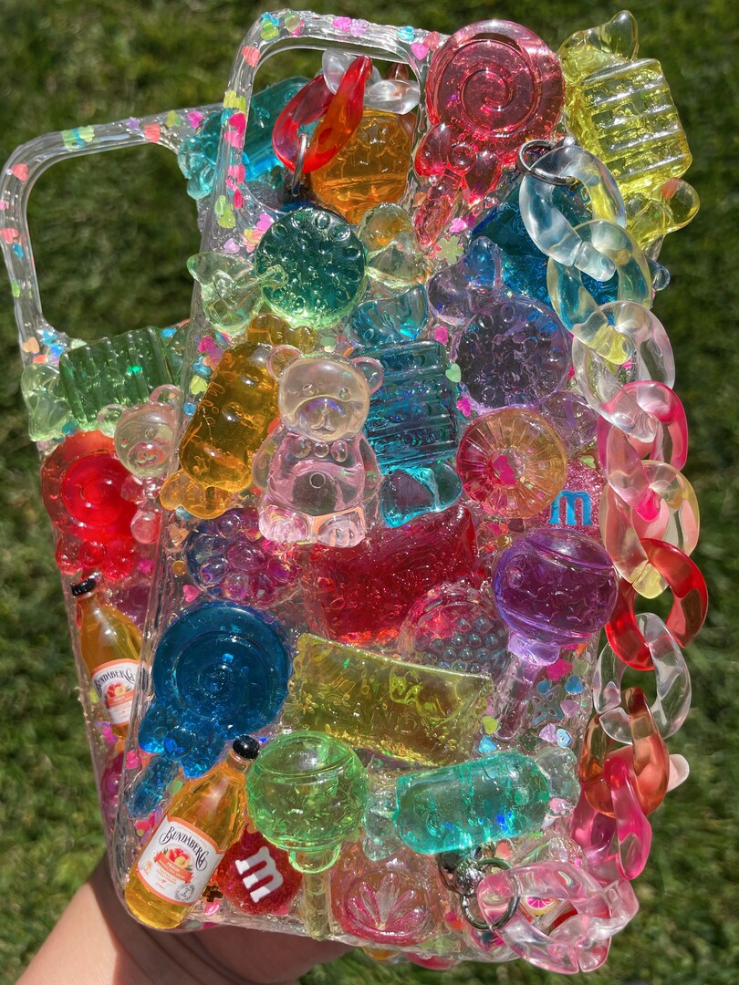 Decoden phone case, Crystal candies, gummy bear and Jelly cream with confetti, Custom-made, Cute and kwaii | MakerPlace by Michaels Decoden phone case, Crystal candies, gummy bear and Jelly cream with confetti, Custom-made, Cute and kwaii | MakerPlace by Michaels